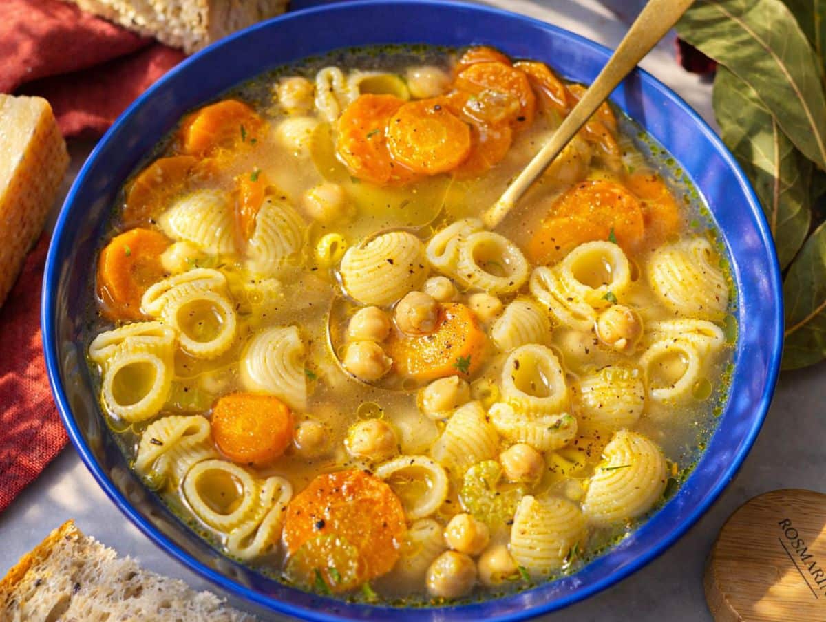 Healthy Plant-Based Chickpea Noodle Soup: Fiber & Protein Packed